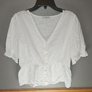 Madewell White Textured Blouse